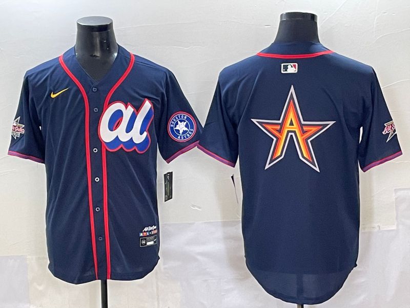 Men 2025 Houston Astros Blank Drak Blue All star Nike MLB Jersey style 1